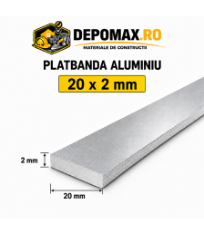 Platbanda aluminiu 20 x 2 mm, 6 metri (EN-AW 6060)